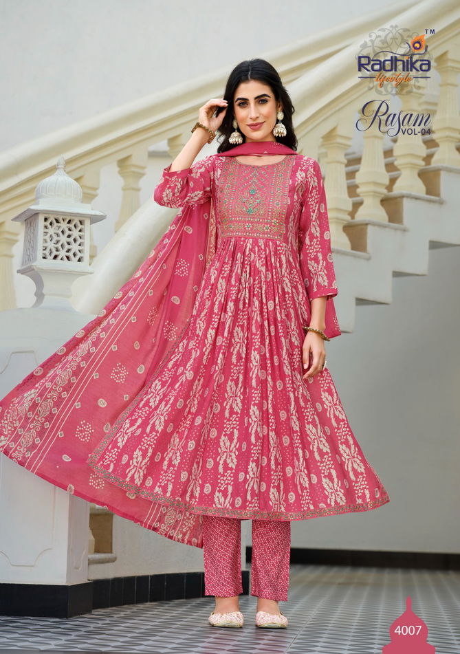 Rasam Vol 4 By Radhika Nyra Cut Readymade Suits Catalog
